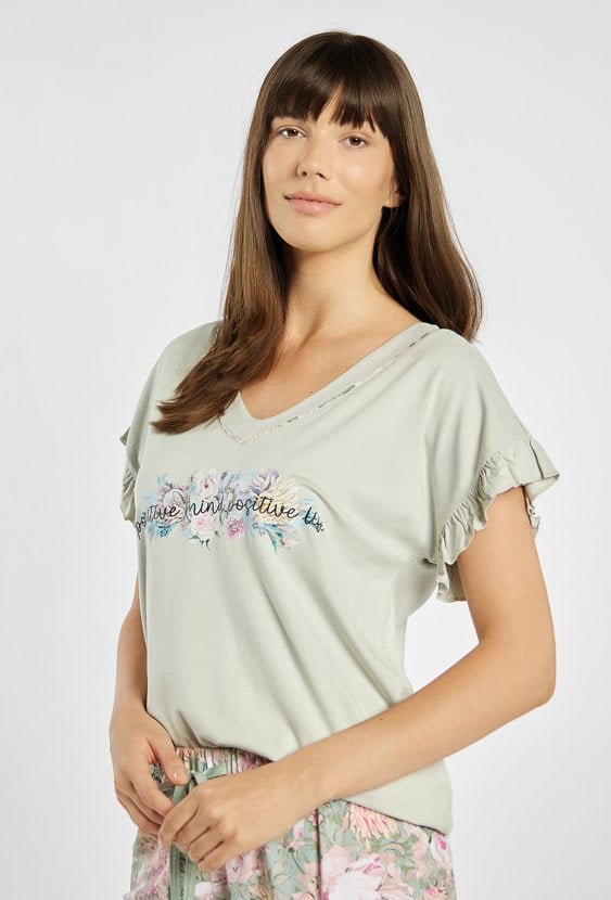 Koszulka od piżamy z falbanką