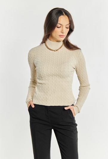 Wiskozowy sweter o warkoczowym splocie