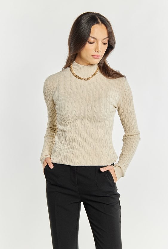 Wiskozowy sweter o warkoczowym splocie