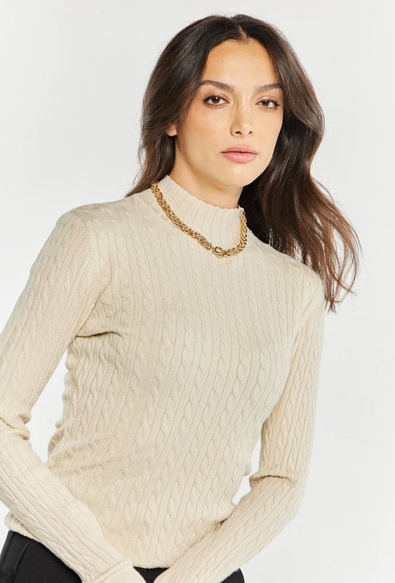 Wiskozowy sweter o warkoczowym splocie