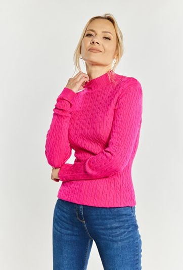 Wiskozowy sweter o warkoczowym splocie