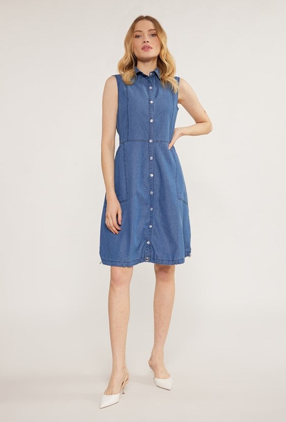 Jeansowa sukienka z kieszonkami