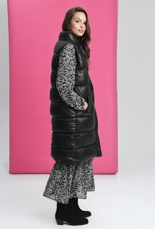 Czarna pikowana kamizelka ze stójką