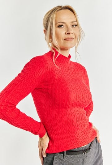 Wiskozowy sweter o warkoczowym splocie