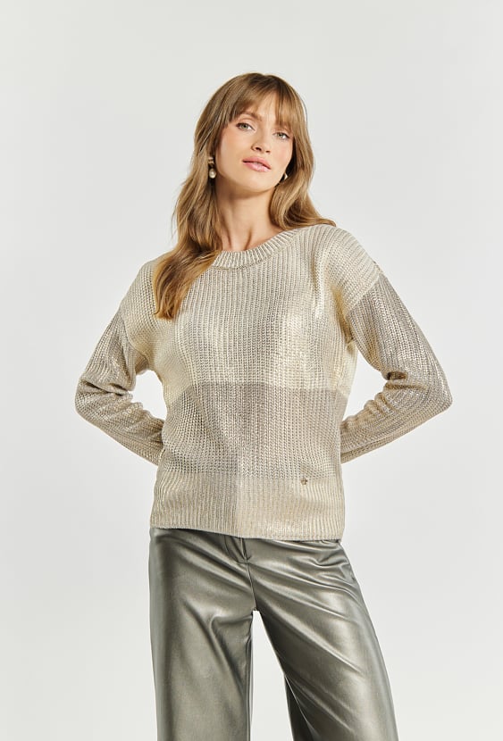 Dwukolorowy sweter damski