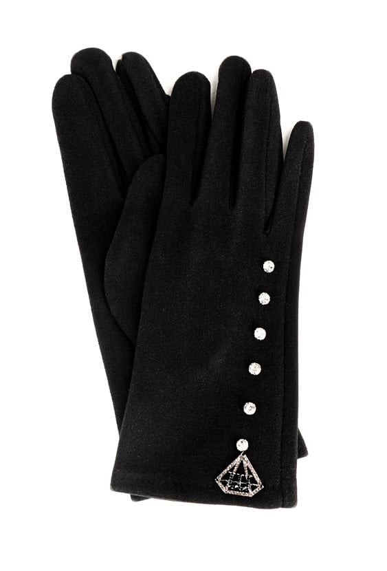Czarne rękawiczki z aplikacjami