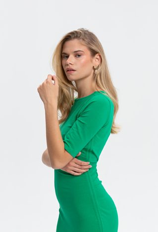 Zielona sukienka ze ściągaczem na boku