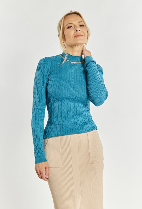 Wiskozowy sweter o warkoczowym splocie