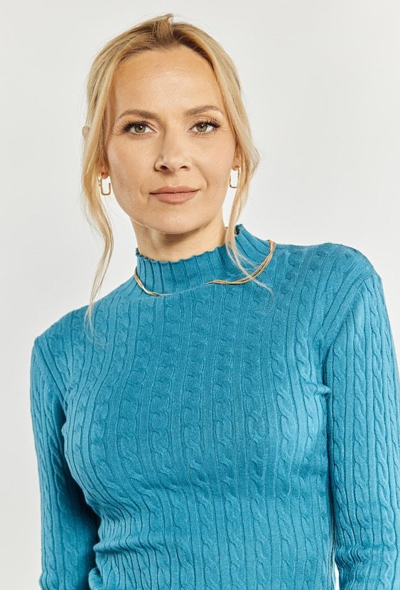 Wiskozowy sweter o warkoczowym splocie