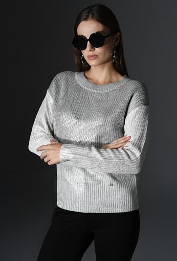 Dwukolorowy sweter damski