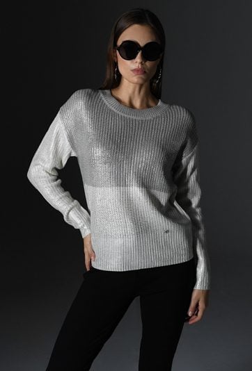 Dwukolorowy sweter damski