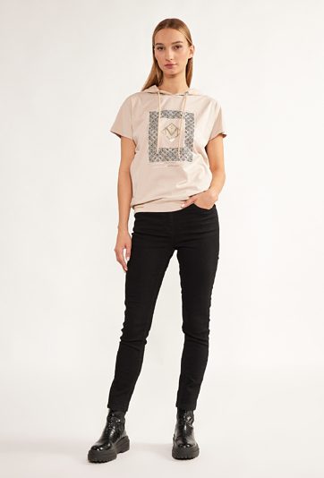 T-shirt damski z kapturem
