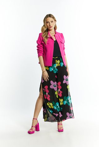 Wzorzyste spodnie z rozcięciem