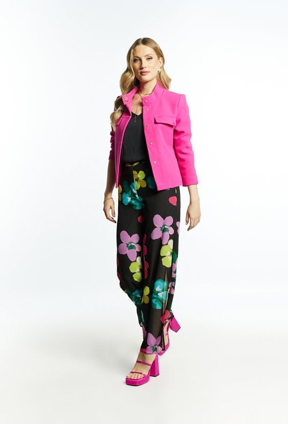 Wzorzyste spodnie z rozcięciem