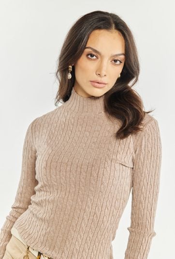 Wiskozowy sweter o warkoczowym splocie