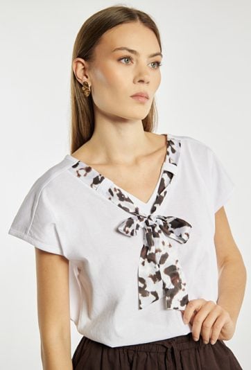 T-shirt damski z wiązaniem