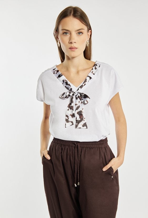 T-shirt damski z wiązaniem