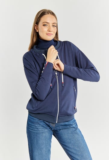 Bluza damska ze ściągaczem przy kołnierzu
