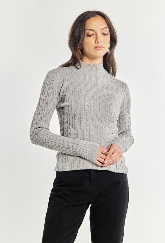 Wiskozowy sweter o warkoczowym splocie