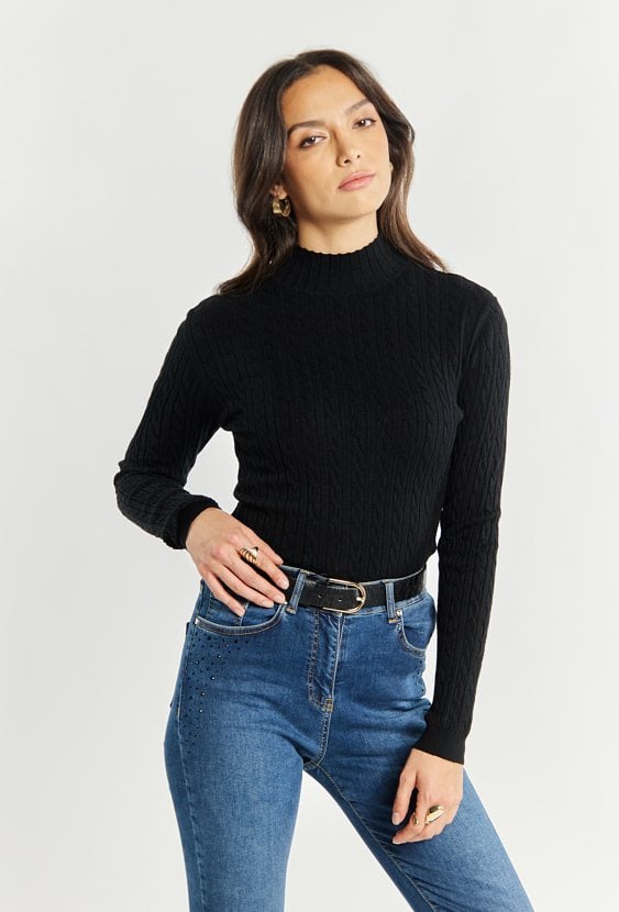 Wiskozowy sweter o warkoczowym splocie