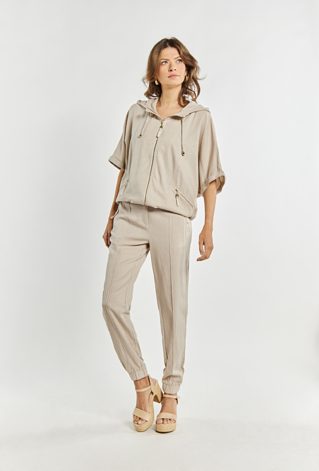 Spodnie damskie z domieszką lnu