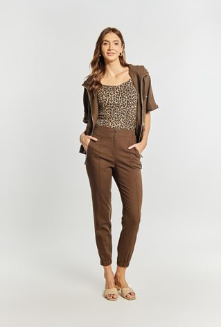 Spodnie damskie z domieszką lnu