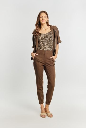 Spodnie damskie z domieszką lnu