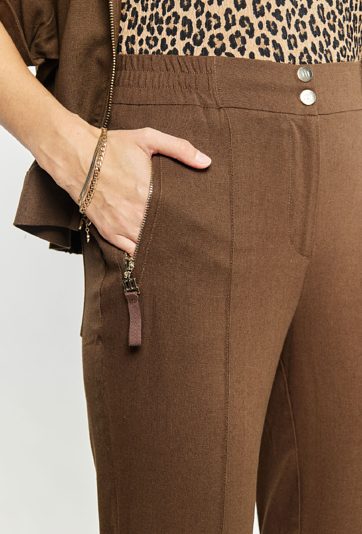 Spodnie damskie z domieszką lnu