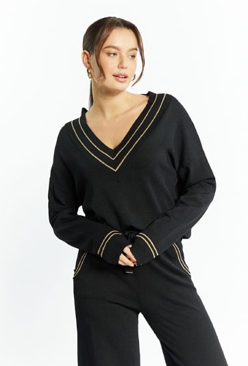 Sweter damski z połyskującym zdobieniem