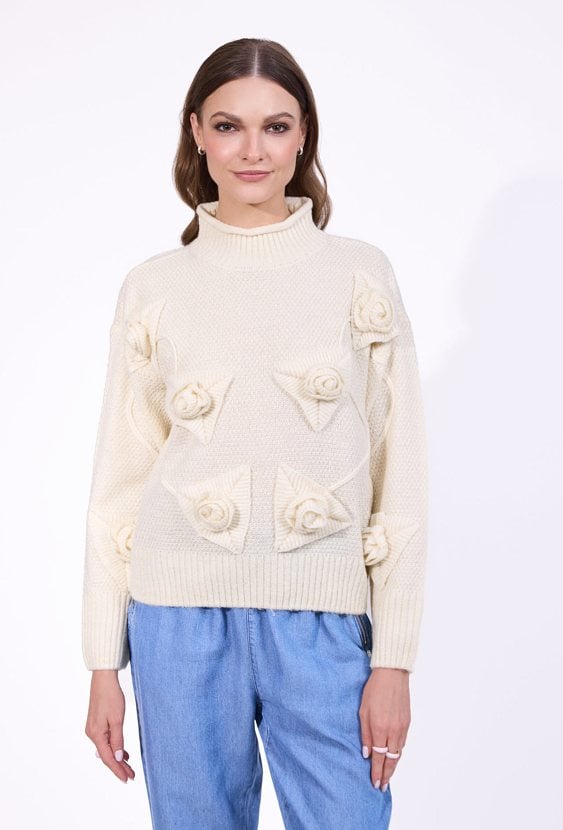 Sweter z kwiatami 3D