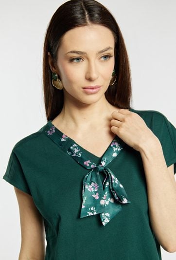 T-shirt damski z wiązaniem