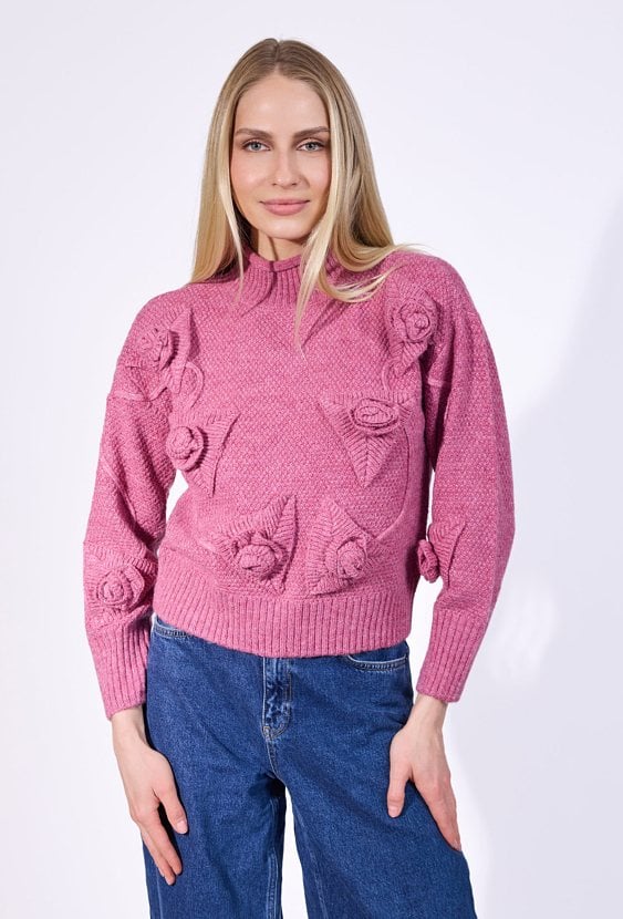 Sweter z kwiatami 3D