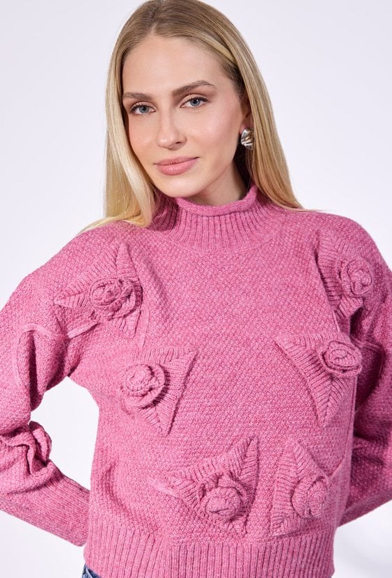 Sweter z kwiatami 3D