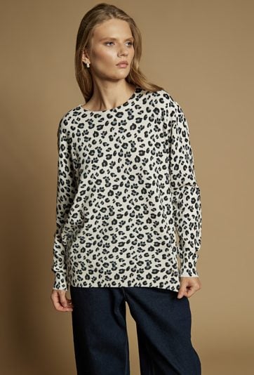 Wzorzysty sweter damski