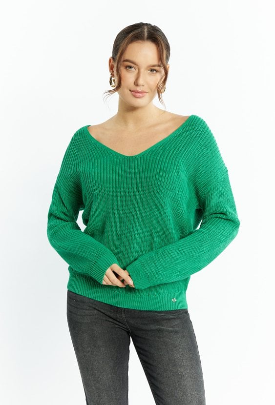 Bawełniany sweter damski w serek