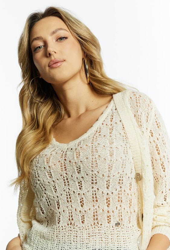 Ażurowy sweter damski