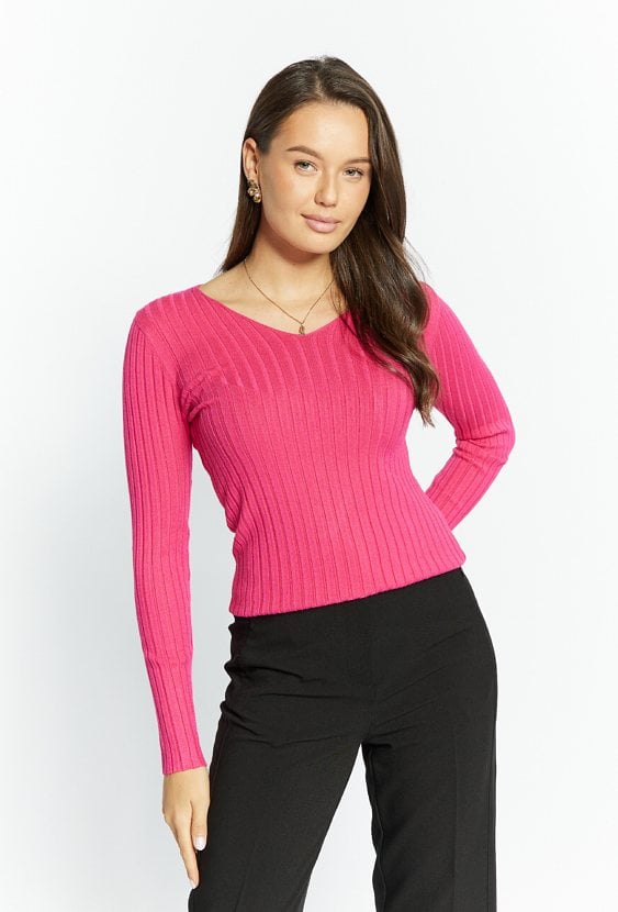 Prążkowany sweter damski