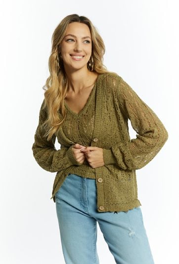 Ażurowy sweter damski