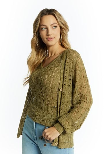 Ażurowy sweter damski