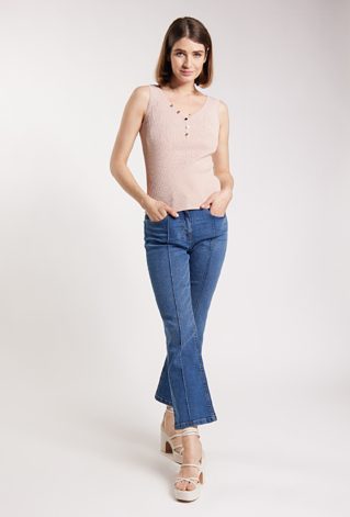 Swetrowy, prążkowany top damski