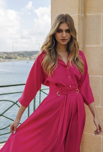 Różowa spódnica z lyocellu