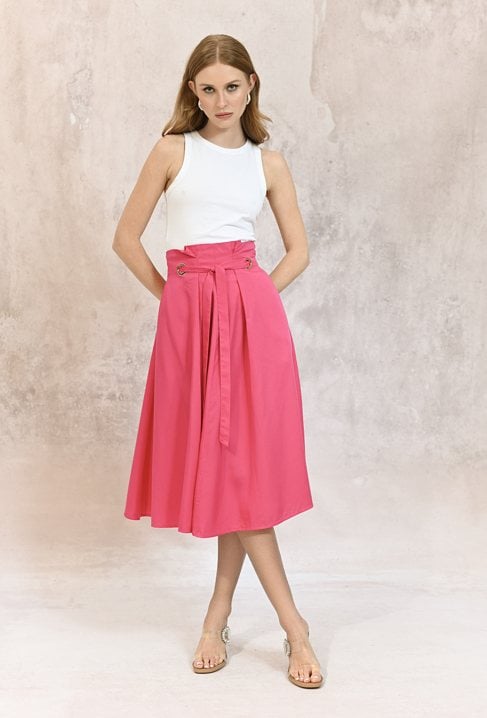 Różowa spódnica z lyocellu