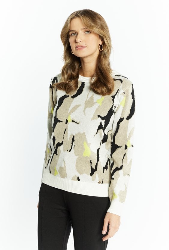 Sweter damski w kwiatowy wzór