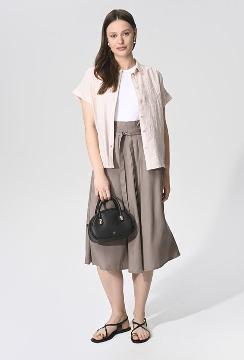 Brązowa spódnica z lyocellu