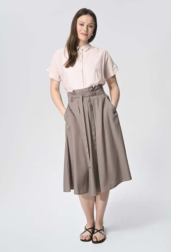 Brązowa spódnica z lyocellu