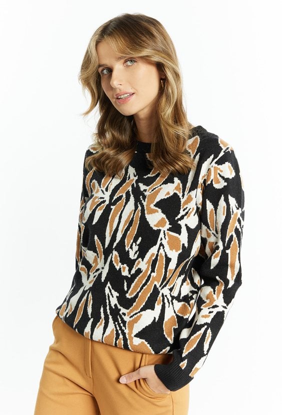 Sweter damski w kwiatowy wzór