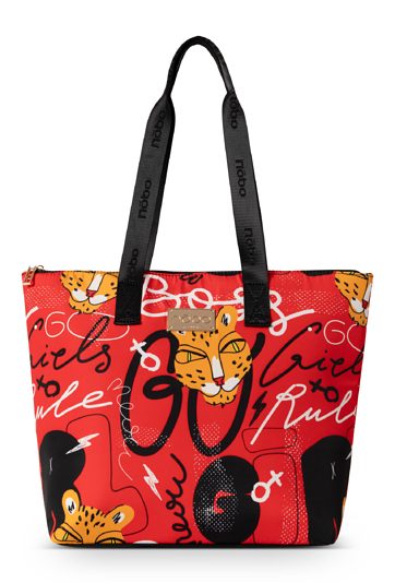 Multikolorowa shopperka Nobo z egzotycznym printem