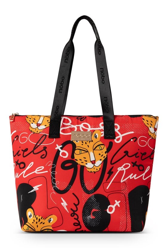 Multikolorowa shopperka Nobo z egzotycznym printem