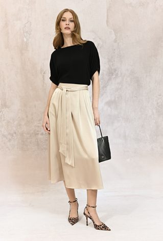 Satynowa spódnica z wiązaniem