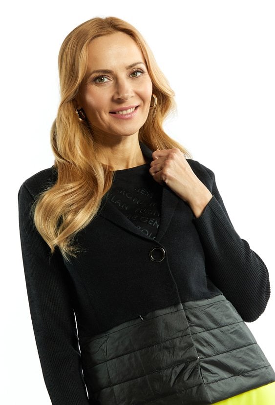 Sweter damski z łączonych materiałów